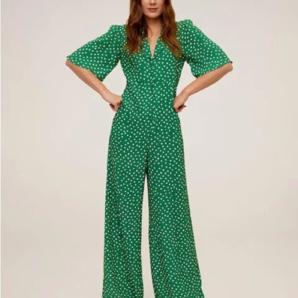 Mango Green Polka Dot Jumpsuit